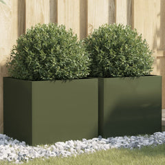 Garden Planter 2 pcs Olive Green Depth 40 cm 42 cm 39 cm