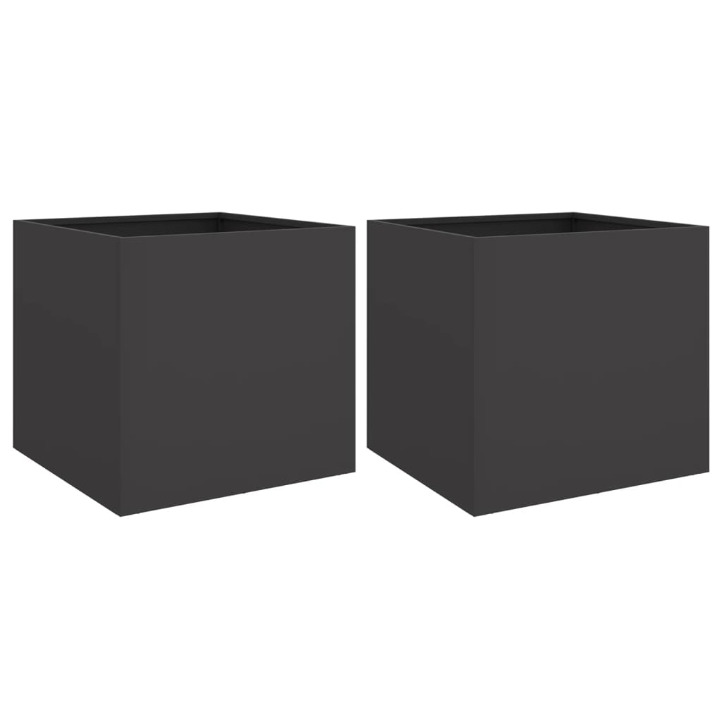 vidaXL Planters 2 pcs Black 49x47x46 cm Steel 2