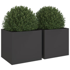 vidaXL Planters 2 pcs Black 49x47x46 cm Steel 4