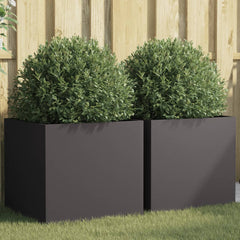 vidaXL Planters 2 pcs Black 49x47x46 cm Steel 1