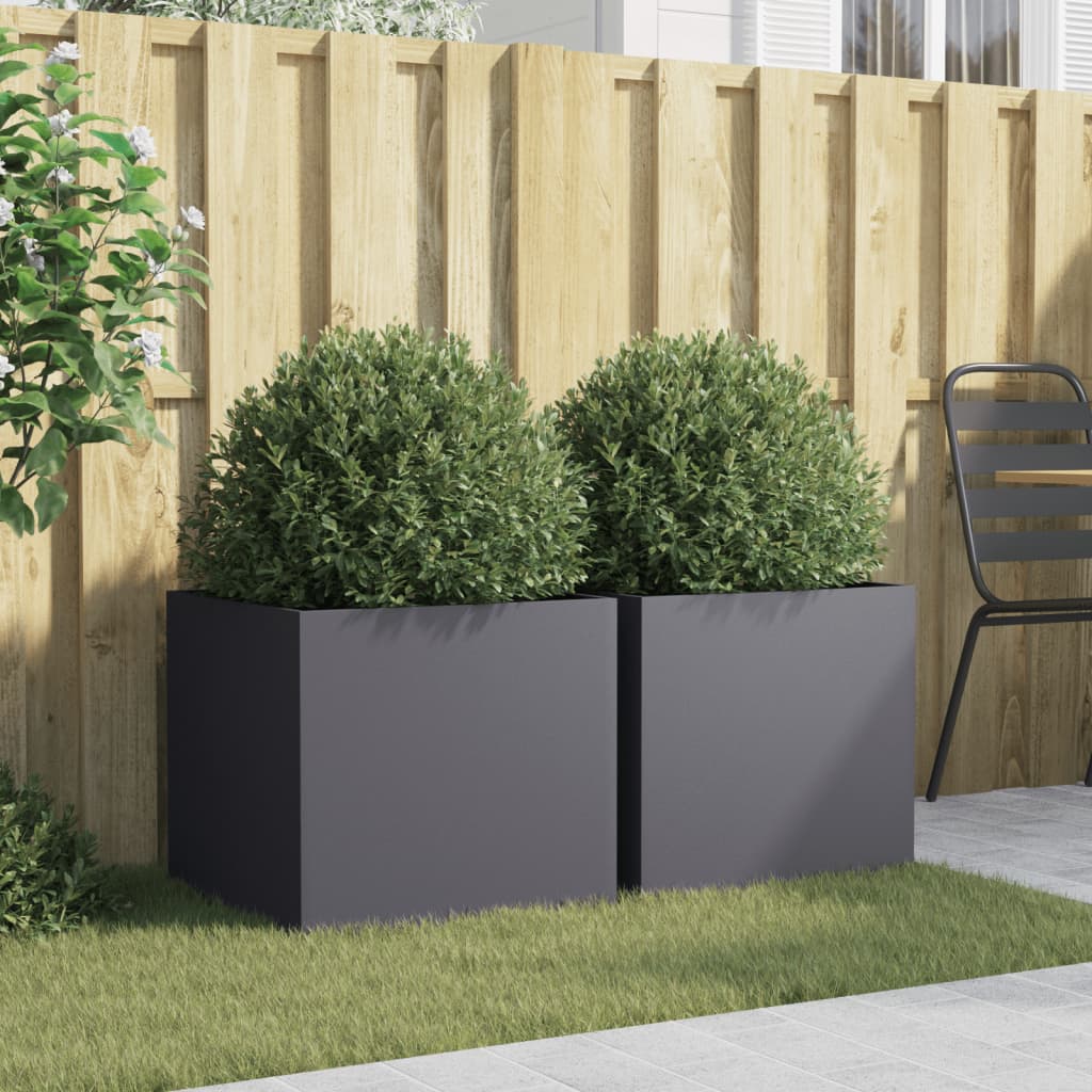 vidaXL Planters 2 pcs Anthracite 49x47x46 cm Steel 3