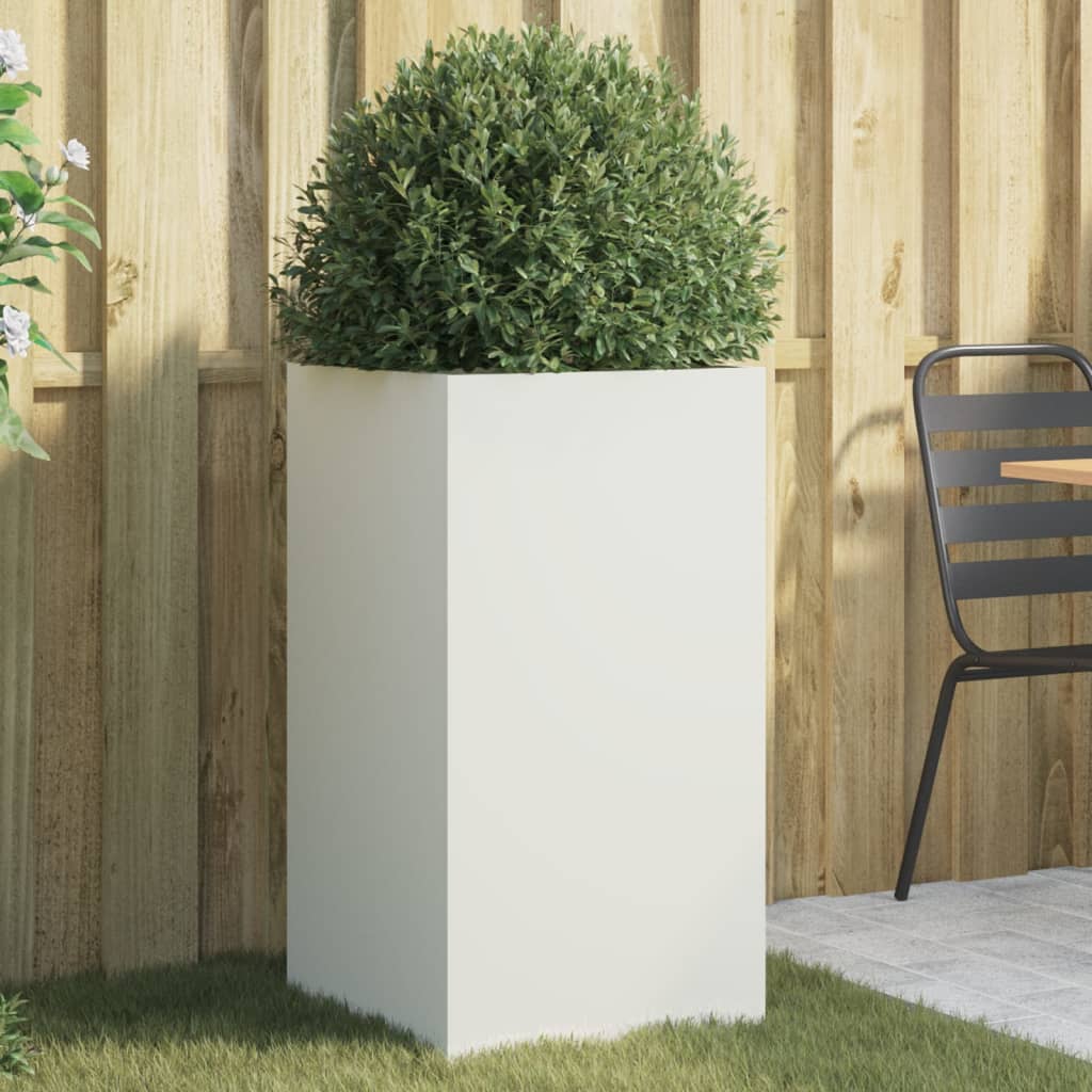 vidaXL Garden Planter Cold-rolled Steel White Height 75 cm