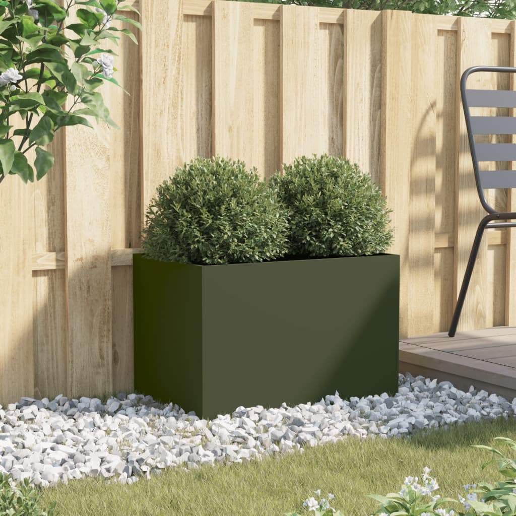 vidaXL Planter Olive Green 62x40x39 cm Steel 3