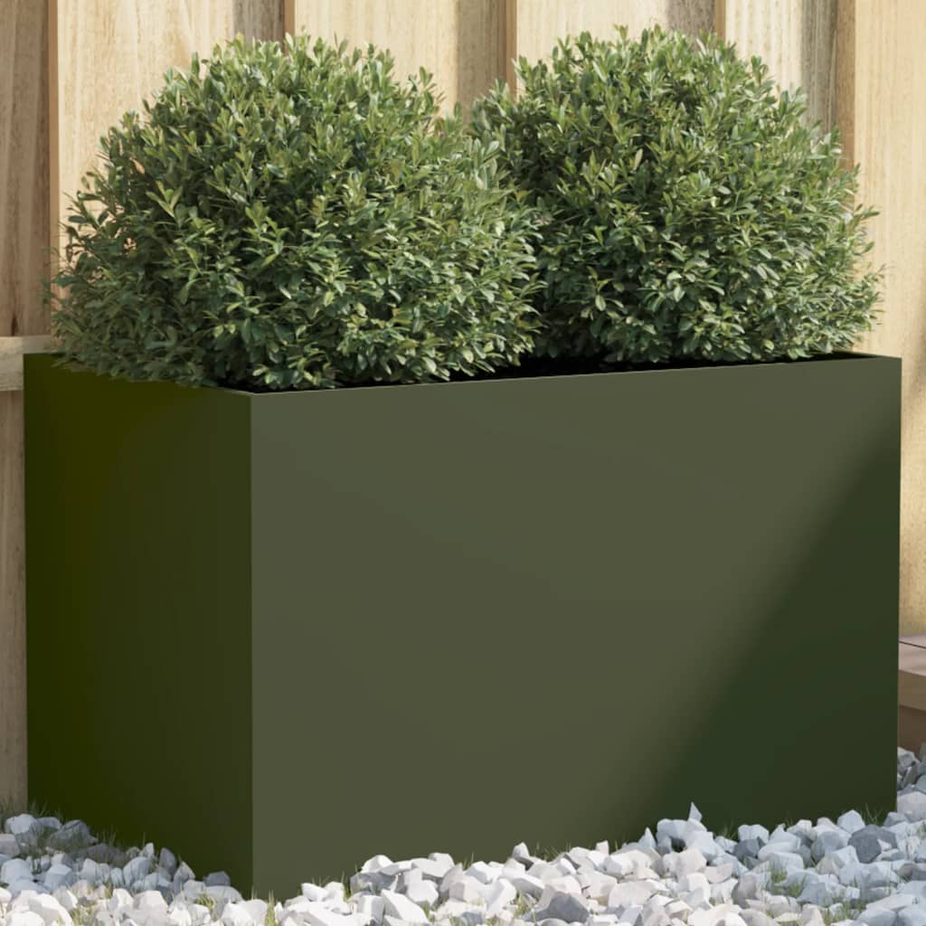 vidaXL Planter Olive Green 62x40x39 cm Steel 1