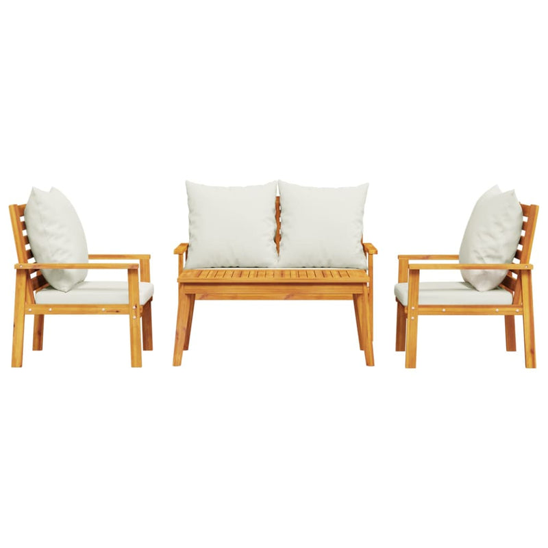 4 Piece Garden Lounge Set with Cushions Solid Wood Acacia