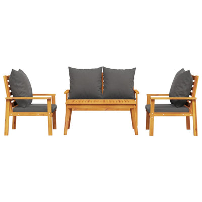 4 Piece Garden Lounge Set with Cushions Solid Wood Acacia