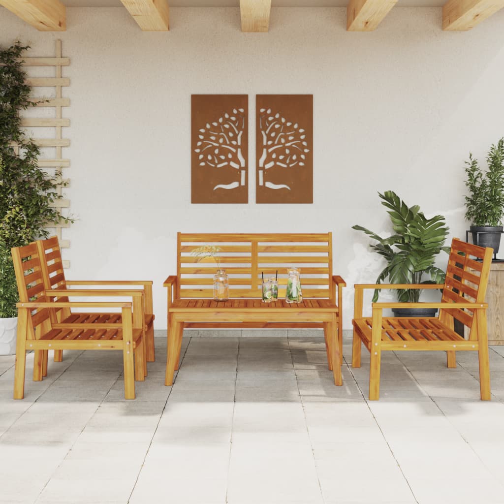 3 Piece Garden Lounge Set Solid Wood Acacia 2x chair + 2x bench + table