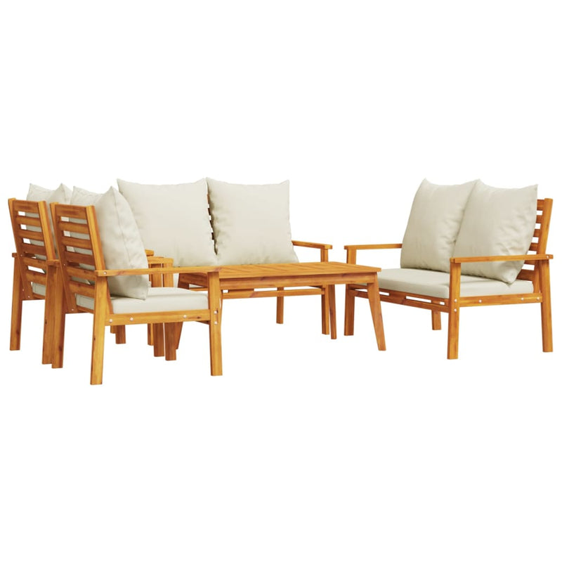 5 Piece Garden Lounge Set with Cushions Solid Wood Acacia