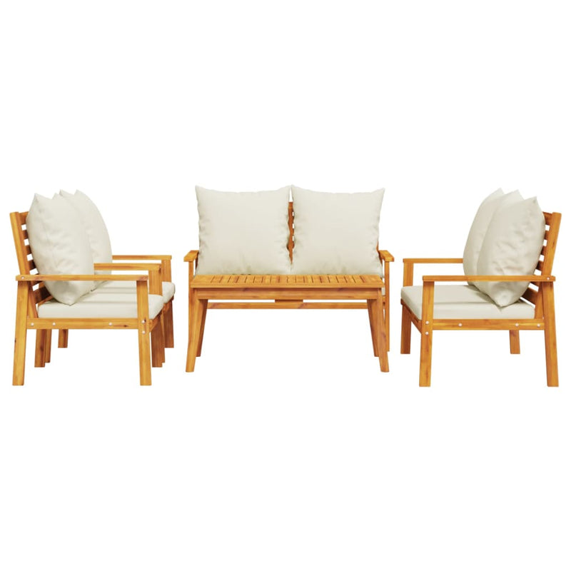 5 Piece Garden Lounge Set with Cushions Solid Wood Acacia