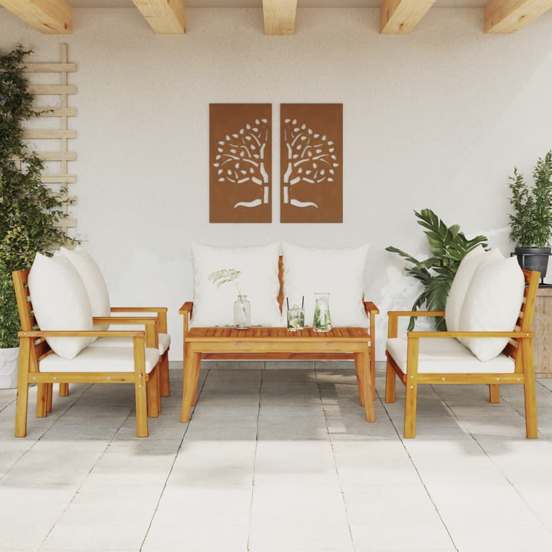 5 Piece Garden Lounge Set with Cushions Solid Wood Acacia