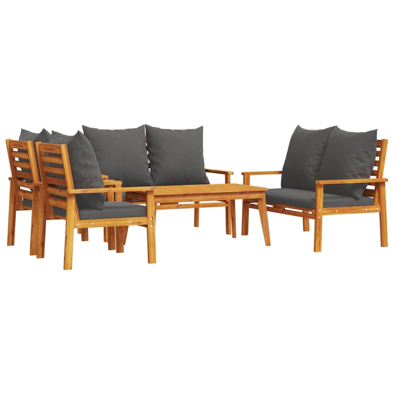 5 Piece Garden Lounge Set with Cushions Solid Wood Acacia