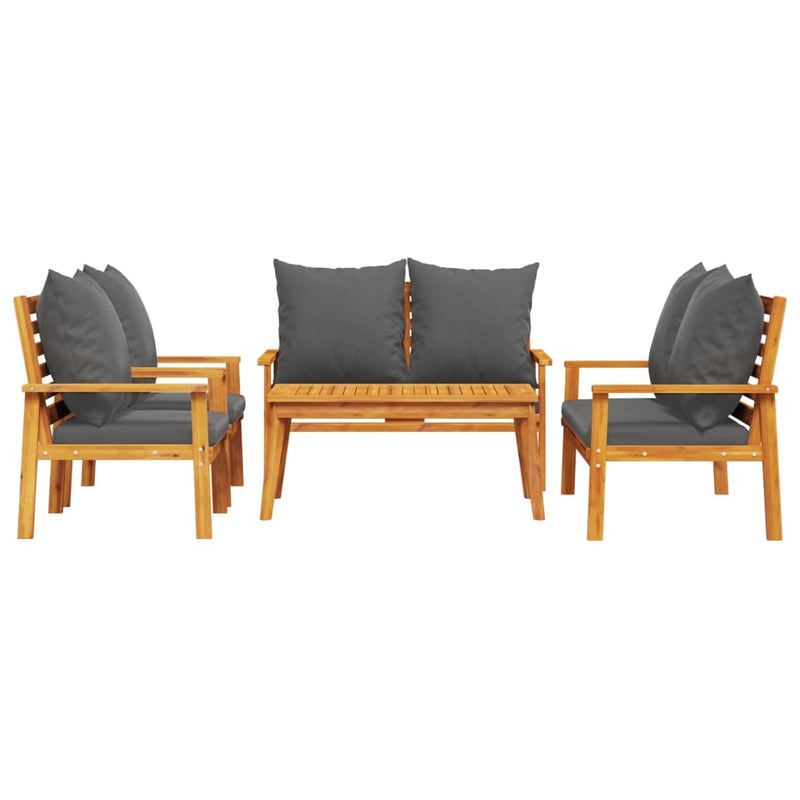 5 Piece Garden Lounge Set with Cushions Solid Wood Acacia