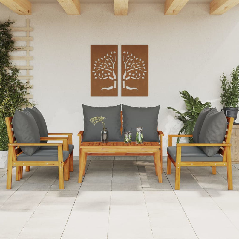 5 Piece Garden Lounge Set with Cushions Solid Wood Acacia