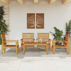 3 Piece Garden Lounge Set Solid Wood Acacia 4x chair + table