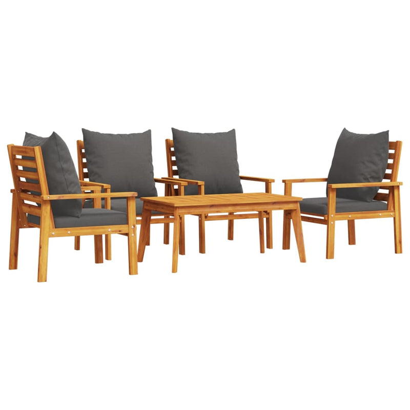 5 Piece Garden Lounge Set with Cushions Solid Wood Acacia