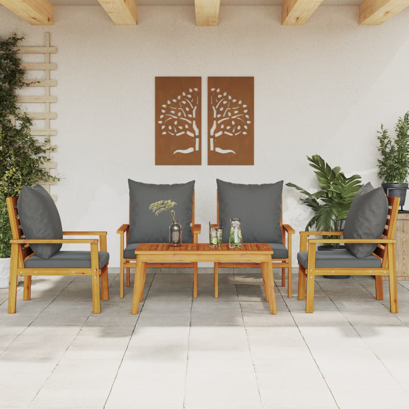 5 Piece Garden Lounge Set with Cushions Solid Wood Acacia