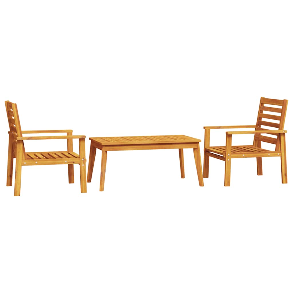 3 Piece Garden Lounge Set Solid Wood Acacia 2x chair + table