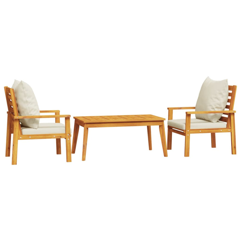 3 Piece Garden Lounge Set with Cushions Solid Wood Acacia