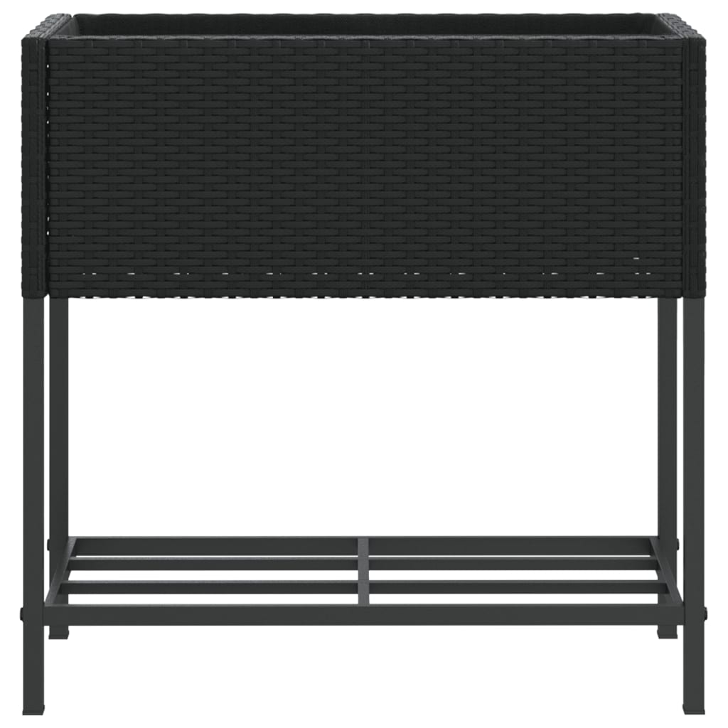 Garden Planters with Shelf 70x28x70 cm Poly Rattan 2 pcs Black
