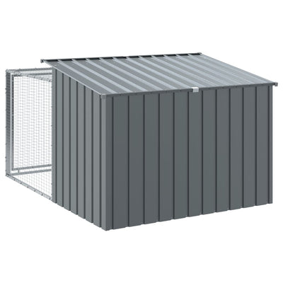 Dog House with Run Anthracite 153x194x110 cm Galvanised Steel