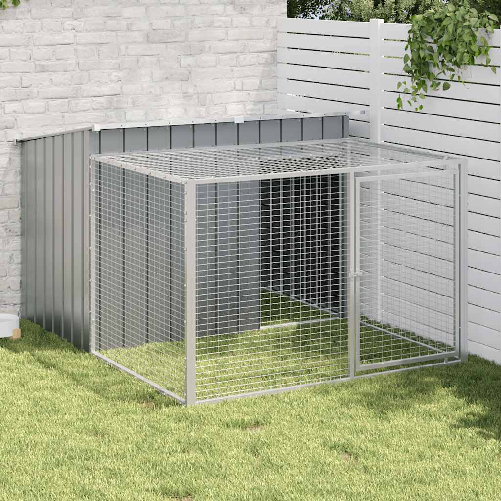 Dog House with Run Anthracite Galvanised Steel 194 cm