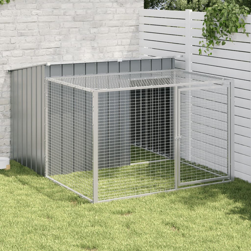 Dog House with Run Anthracite 153x194x110 cm Galvanised Steel