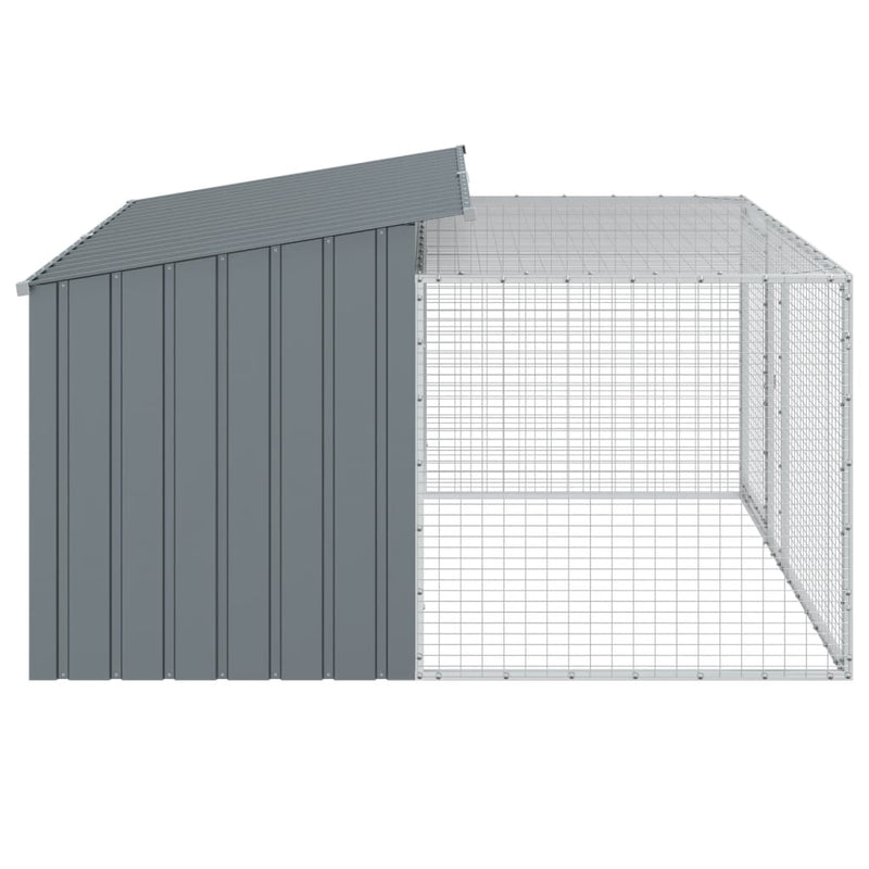 Dog House with Run Anthracite 197x194x110 cm Galvanised Steel