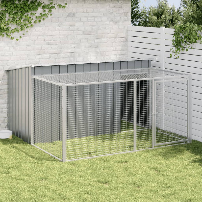 Dog House with Run Anthracite 197x194x110 cm Galvanised Steel