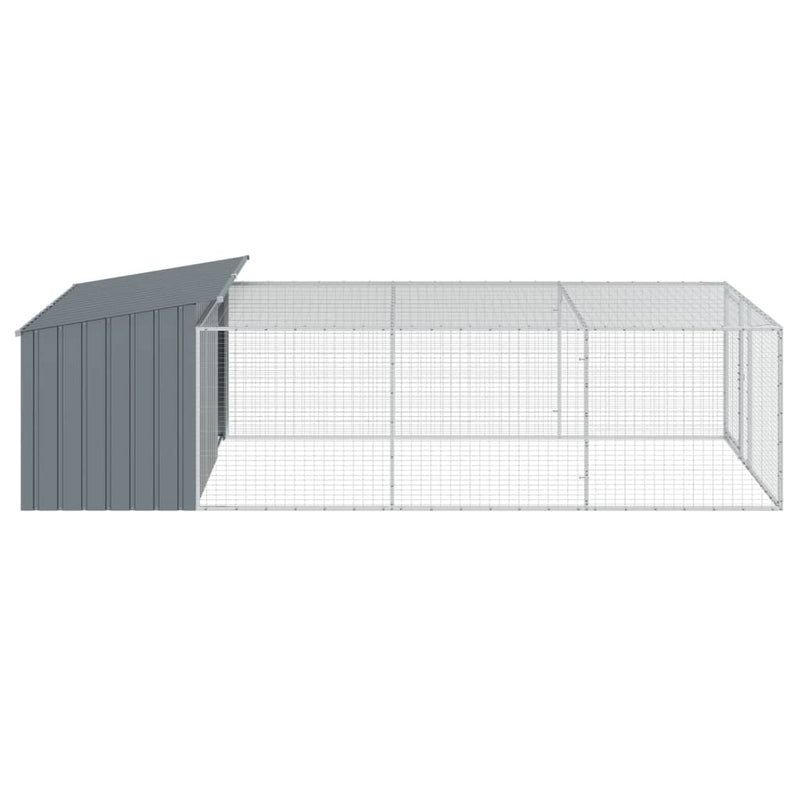 Dog House with Run Anthracite 197x396x110 cm Galvanised Steel