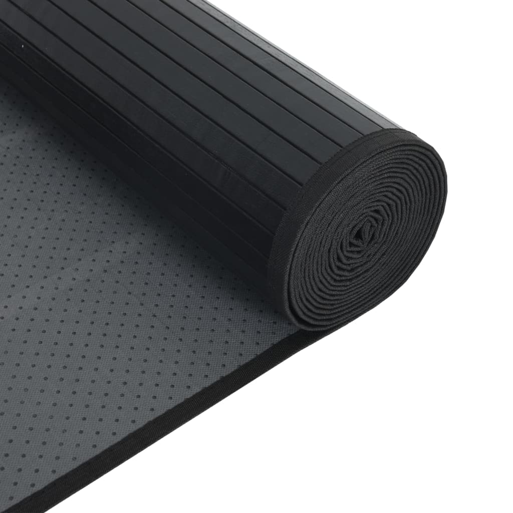 vidaXL Rug Rectangular Black100x400 cm Bamboo 5