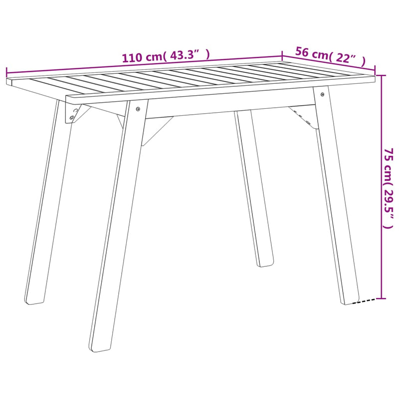 Juego de comedor de jardín de 3 piezas de madera maciza de acacia