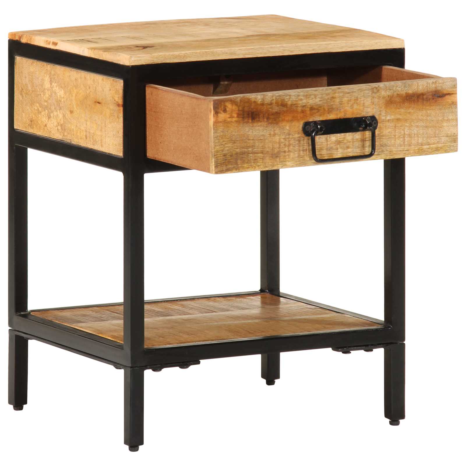 vidaXL Bedside Table Brown 40 x 35 x 50 cm Solid Mango Wood and Metal 2