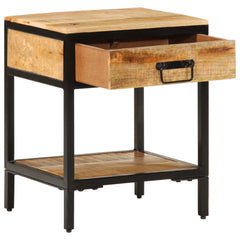 vidaXL Bedside Table Brown 40 x 35 x 50 cm Solid Mango Wood and Metal 2