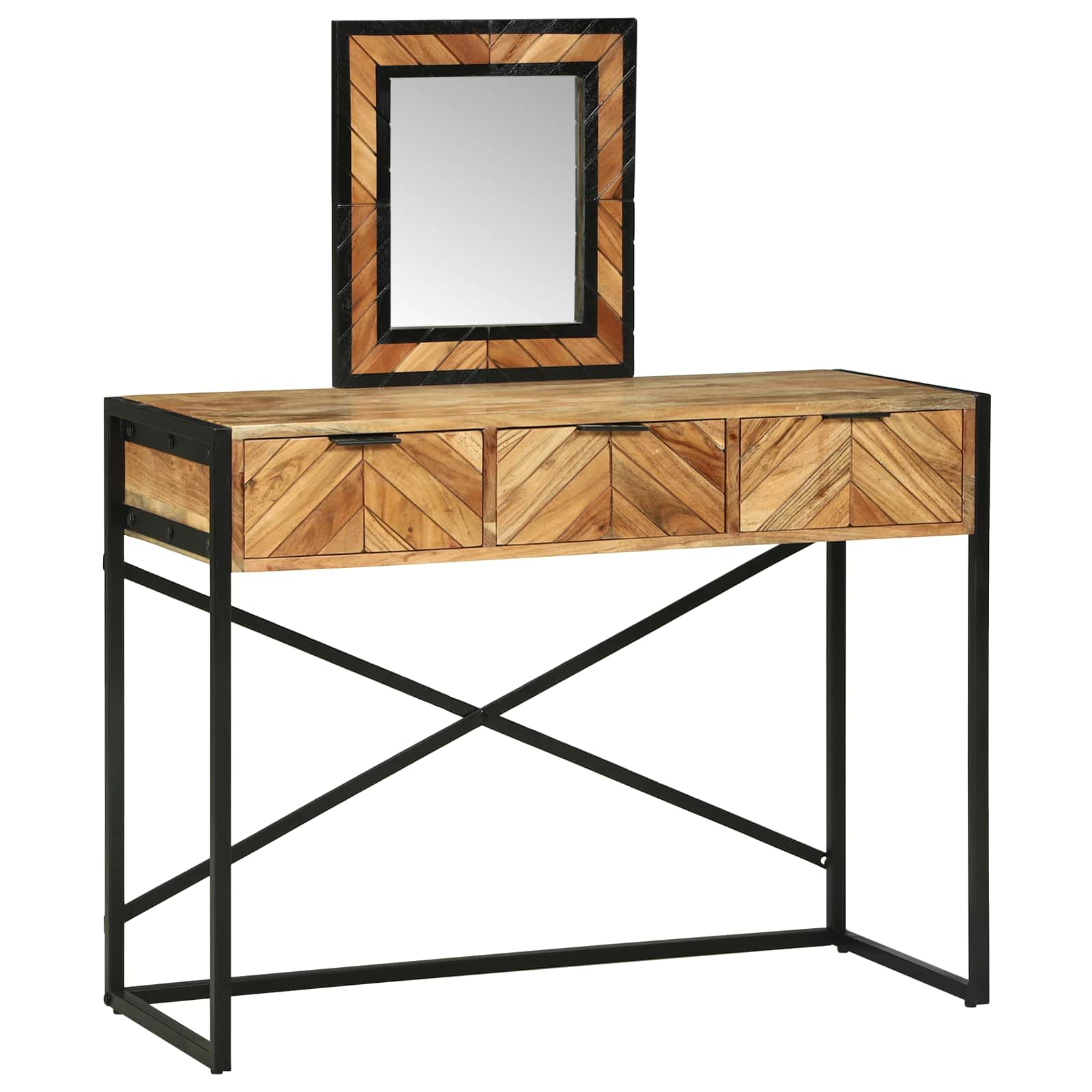 vidaXL Dressing Table Brown 100 x 40 x 120 cm Solid Acacia Wood 2