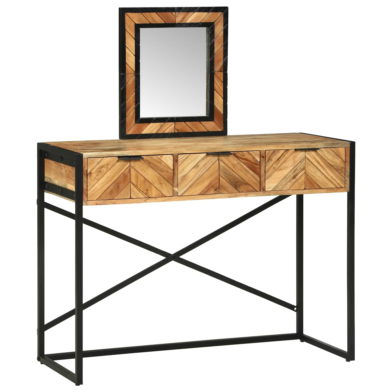 vidaXL Dressing Table Brown 100 x 40 x 120 cm Solid Acacia Wood 3