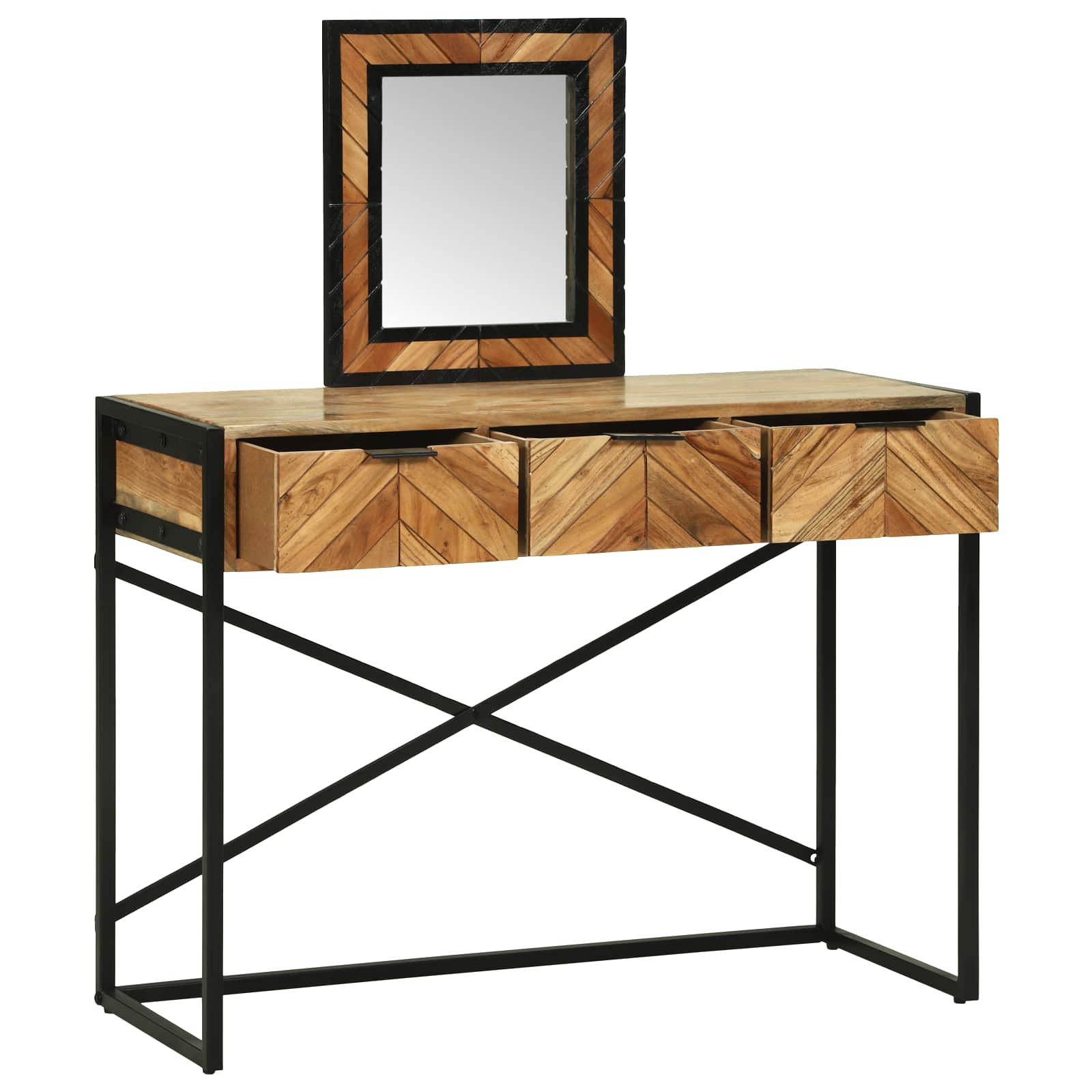 vidaXL Dressing Table Brown 100 x 40 x 120 cm Solid Acacia Wood 5