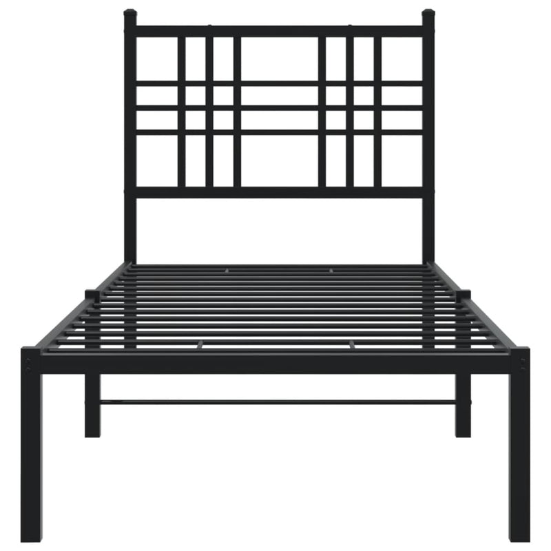 Metal Bed Frame with Headboard Black 75x190 cm Small Single