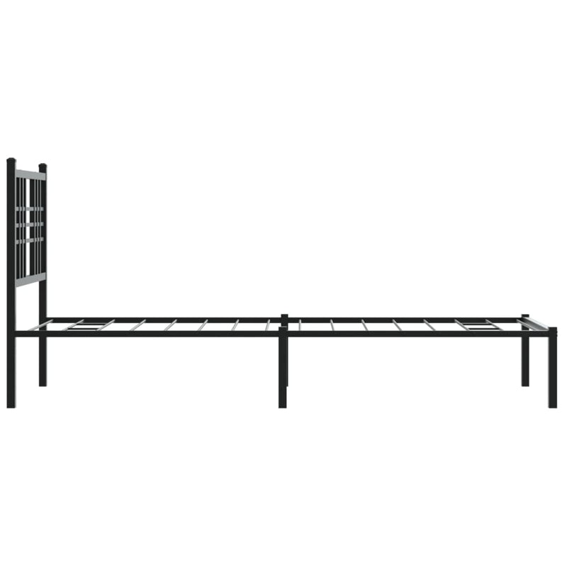 Metal Bed Frame with Headboard Black 75x190 cm Small Single