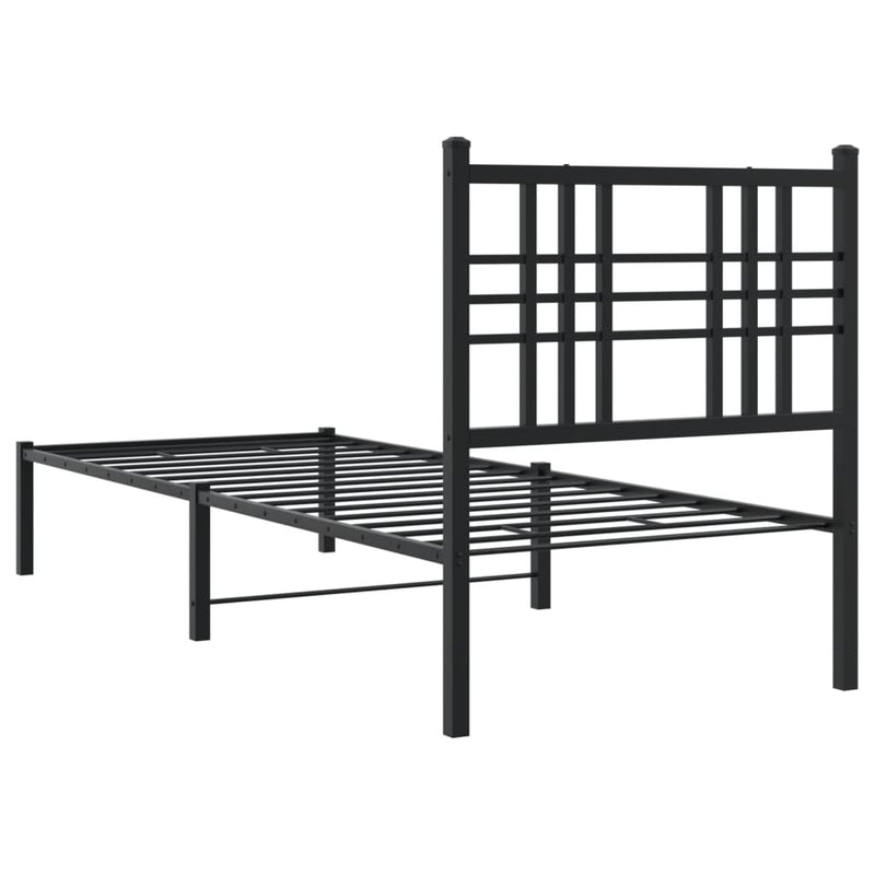 Metal Bed Frame with Headboard Black 75x190 cm Small Single