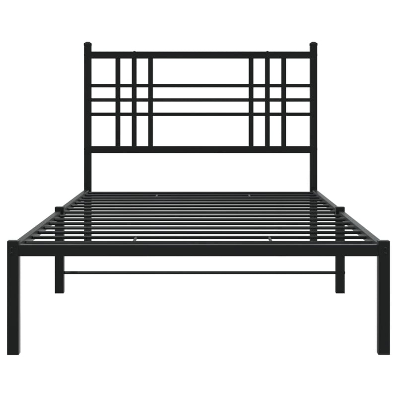 Metal Bed Frame with Headboard Black 90x190 cm Single