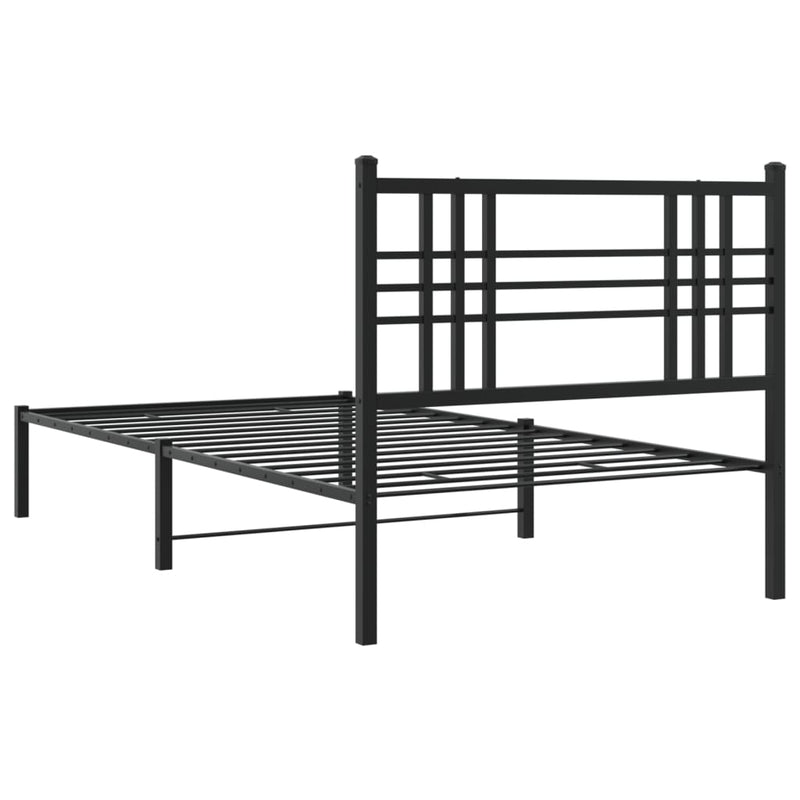 Metal Bed Frame with Headboard Black 90x190 cm Single