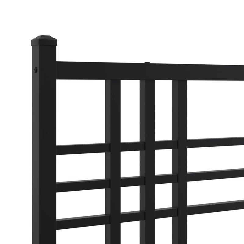 Metal Bed Frame with Headboard Black 90x190 cm Single