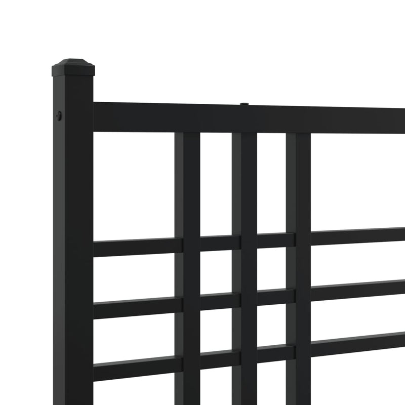 Metal Bed Frame with Headboard Black 90x200 cm