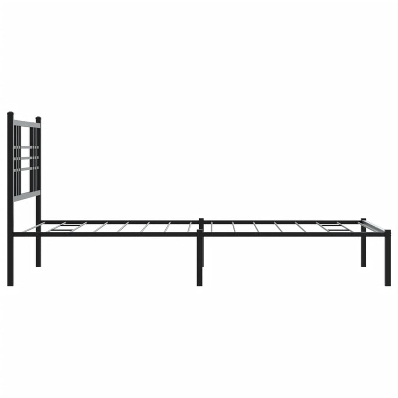 Metal Bed Frame with Headboard Black 100x190 cm