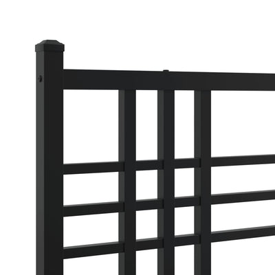 Metal Bed Frame with Headboard Black 107x203 cm