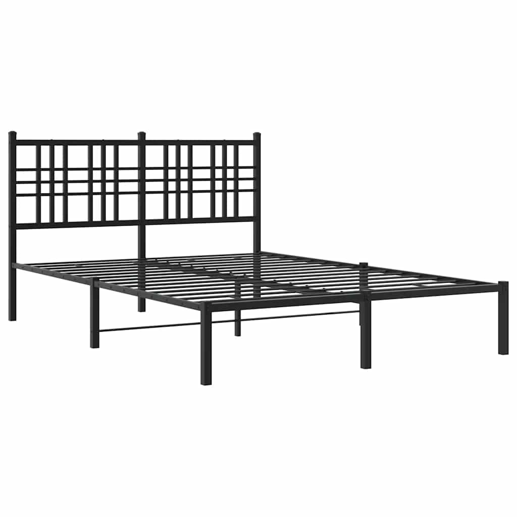 Metal Bed Frame without Mattress with Headboard Black 120 cm 200 cm