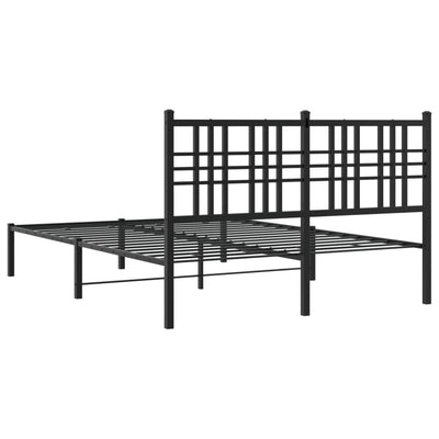 Metal Bed Frame with Headboard Black 120x200 cm