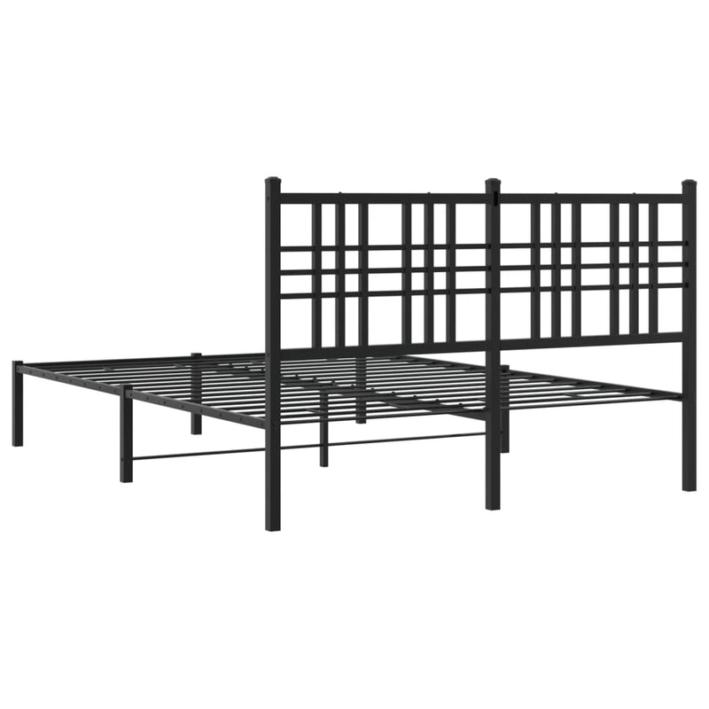 Metal Bed Frame with Headboard Black 120x200 cm