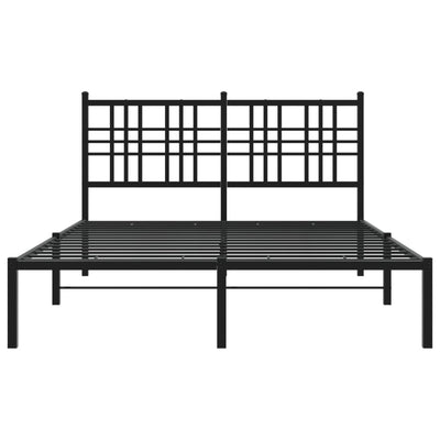 Metal Bed Frame with Headboard Black 135x190 cm Double