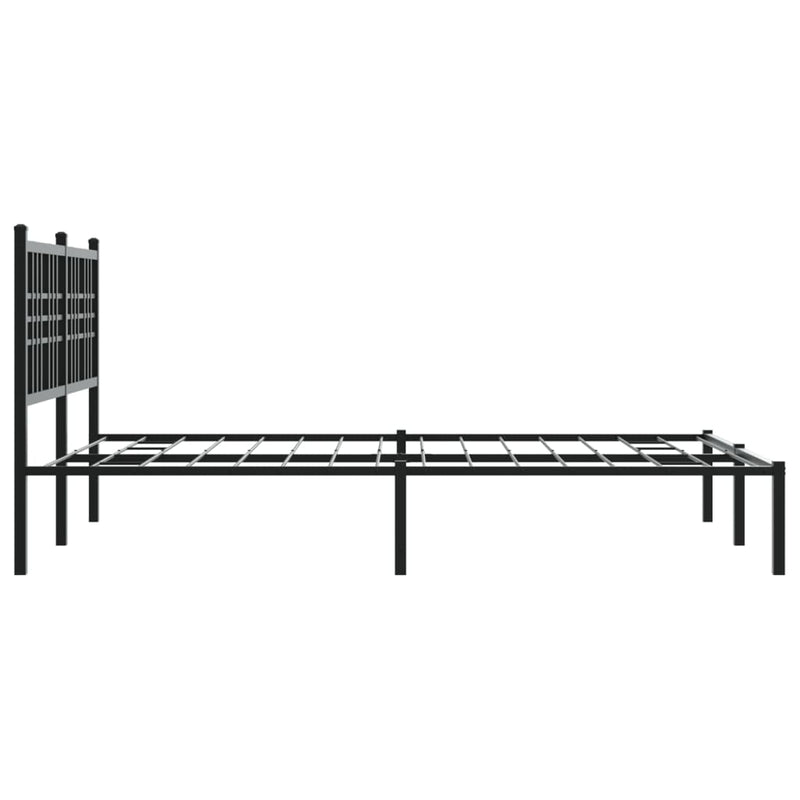 Metal Bed Frame with Headboard Black 135x190 cm Double